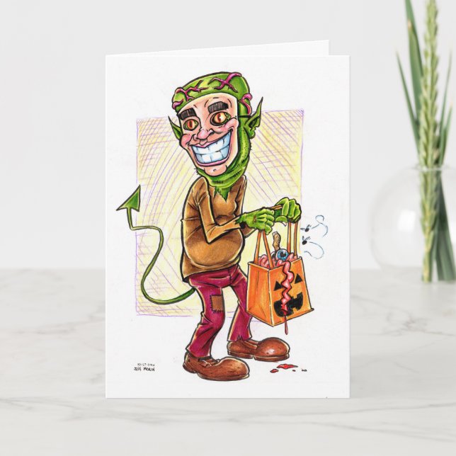 Monster Trick eller Treater Halloween Kort (Framsida)