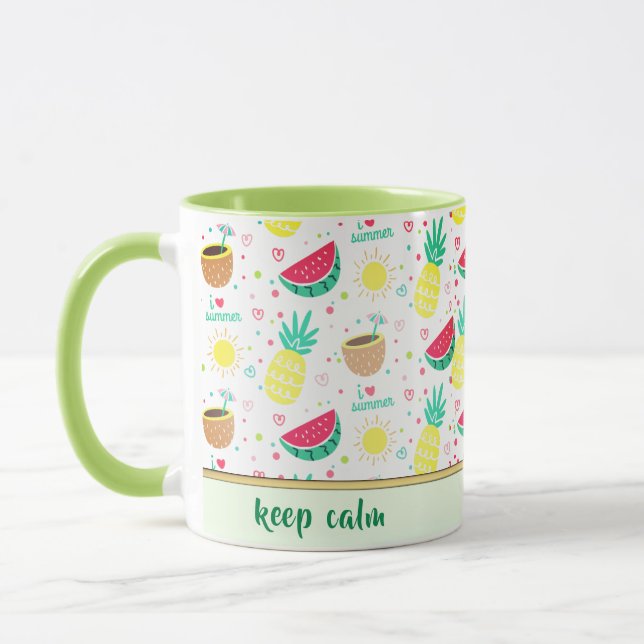 Mönster Tropiska Färgade Frukter Kaffe Mugg (Vänster)