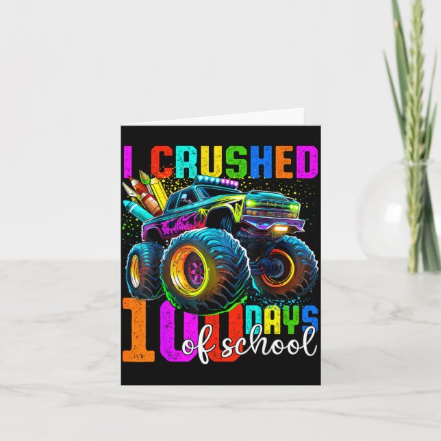 Monster Truck 100th Day Of School Boys 100 Days Of Kort (Framsida)