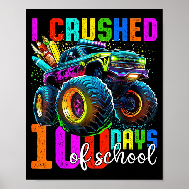 Monster Truck 100th Day Of School Boys 100 Days Of Poster (Framsidan)
