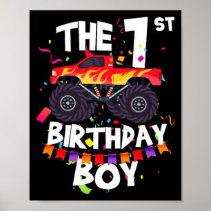 Monster Truck 1-års pojke rolig 1 år gammal B Poster