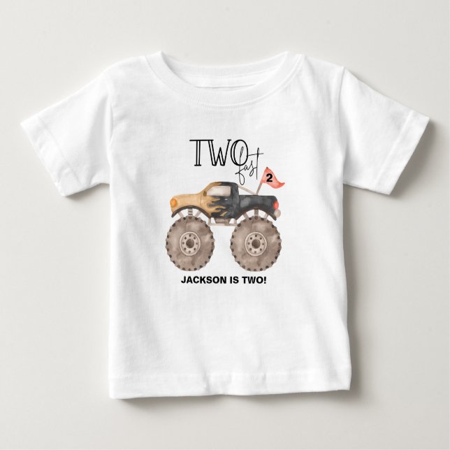 Monster truck 2-års födelsedag Two FAST barn T Shirt (Framsida)