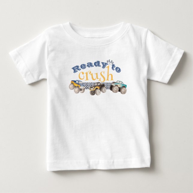 Monster Truck 4th Birthday Shirt Personalized  T (Framsida)