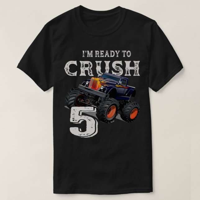 Monster Truck 5th Birthday Gift Boys I'm Ready to  T Shirt (Design framsida)