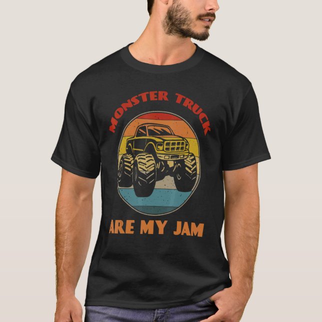 Monster Truck Are My Jam Truck Car  Trucker Retro T Shirt (Framsida)