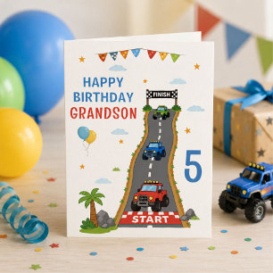Monster Truck Bana Glad Födelsedag Barnbarn Kort
