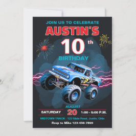 Monster Truck Barnkalas Inbjudningar