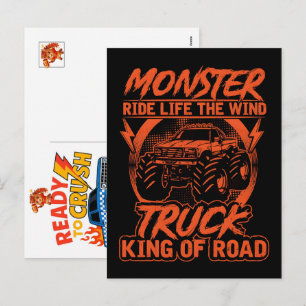 Monster Truck Bil för Födelsedags Pojke, Småbarn, Helg Vykort