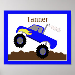 Monster Truck (Blå) Anpassad Nursery Art Print Poster