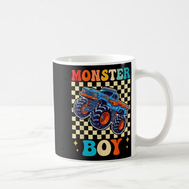 Monster Truck Boy Family Matching Monster Trucks B Kaffemugg (Höger)