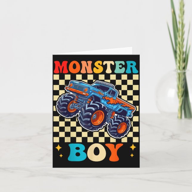 Monster Truck Boy Family Matching Monster Trucks B Kort (Framsida)