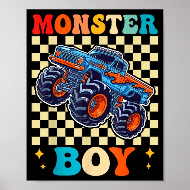 Monster Truck Boy Family Matching Monster Trucks B Poster (Framsidan)