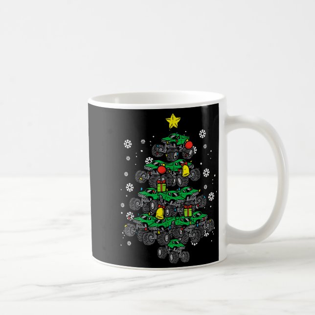 Monster Truck Christmas Tree Xmas Boys Toddler Kid Kaffemugg (Höger)