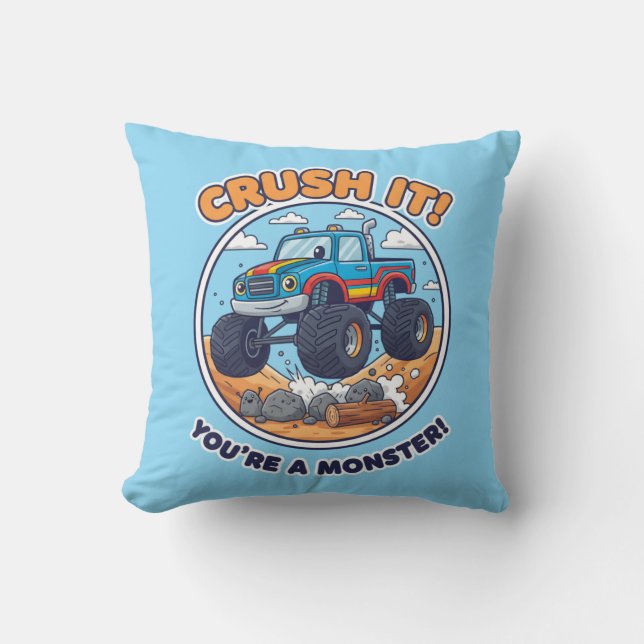 Monster Truck-Crush It! You're a Monster Kudde (Framsida)