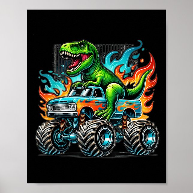Monster Truck Dinosaur Födelsedagsfest Monster Tru Poster (Framsidan)