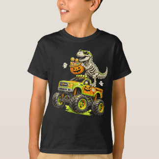 Monster Truck Dinosaur Halloween Skelett T-Rex T Shirt