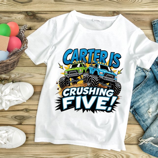 Monster Truck Födelsedag - Barnens Racingbil Fest T Shirt (Skapare uppladdad)
