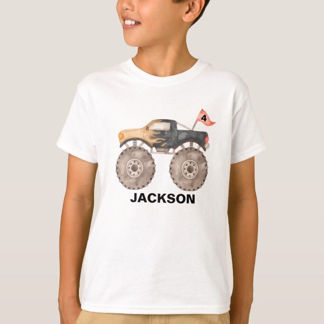 Monster truck födelsedagsbarn T-Shirt (Framsida)