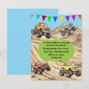 Monster Truck Födelsedagsfest Digital nedladdning Inbjudningar