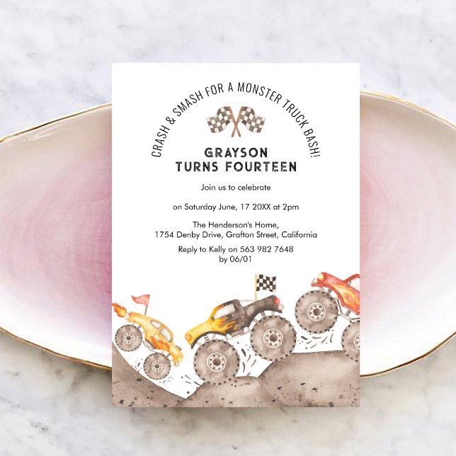 Monster Truck Födelsedagsfest Inbjudan (Skapare uppladdad)