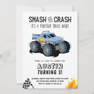 Monster Truck Födelsedagsfest Inbjudan