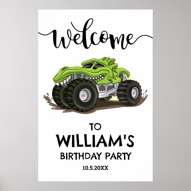 Monster Truck Födelsedagsfest Minimal Pojkars Föde Poster (Framsidan)