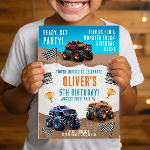 Monster Truck Födelsedagsfirande Inbjudningar