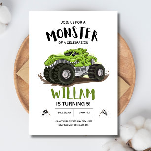 Monster Truck Födelsedagsinbjudan, Pojkars Födelse Inbjudningar