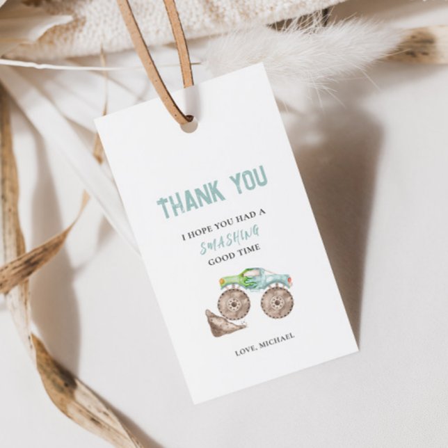 Monster Truck Födelsedagspresent Tag Presentetikett (Skapare uppladdad)