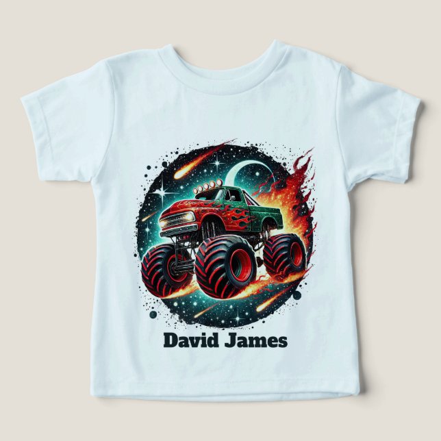 Monster truck för coola killar, anpassningsbar t shirt (Design Framsida)