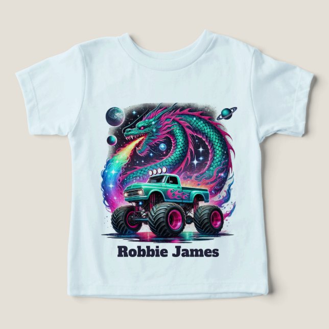 Monster truck för coola killar, anpassningsbar t shirt (Design Framsida)