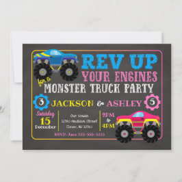 Monster Truck gemensam födelsedagsinbjudan / Pojke Inbjudningar