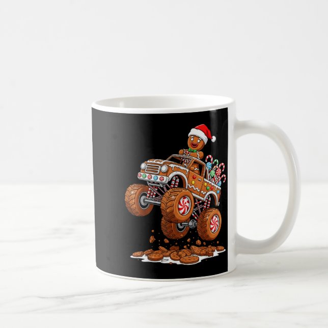 Monster Truck Gingerbread Man Funny Christmas Baki Kaffemugg (Höger)