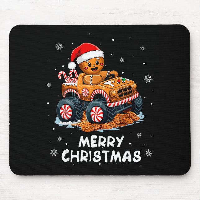 Monster Truck Gingerbread Man Funny Merry Christma Musmatta (Framsidan)