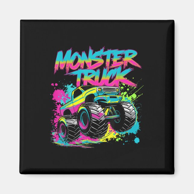Monster Truck Graffiti Art Färgrik  Magnet (Framsidan)