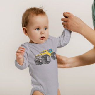 Monster Truck Gul Blå T Shirt