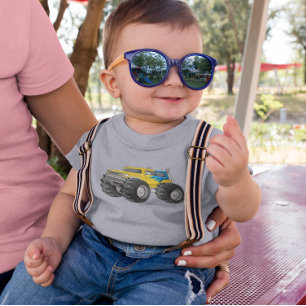 Monster Truck Gul Blå T Shirt