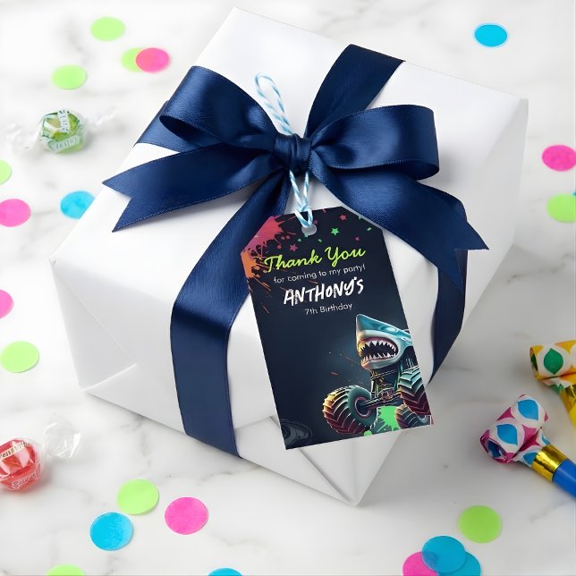 Monster Truck Haj Födelsedags Servetter Presentetikett (Skapare uppladdad)