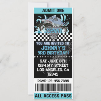 Monster Truck Haj Invitation Inbjudningar