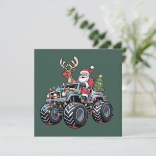Monster Truck Jul Tomte Högtid Barn Julkort