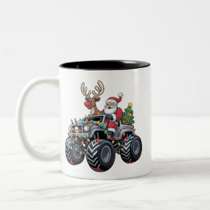 Monster Truck Jul Tomte Högtid Barn Två-Tonad Mugg