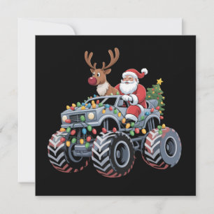 Monster Truck Jul Tomte Ren Högtid  Julkort