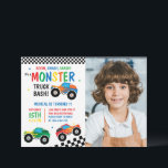 Monster Truck Krock Färgstark Mysig Barnkalasinbju Inbjudningar<br><div class="desc">BOOM,  SMASH,  KRACK DET ÄR EN MONSTER TRUCK KROCK! RÖDA GRÖNA OCH VITA FÄRGGLADA LASTBILAR MED SVART OCH VIT RANDIG RUTMÖNSTER RETRO STIL REDIGERBAR BARNKALASINBJUDAN</div>