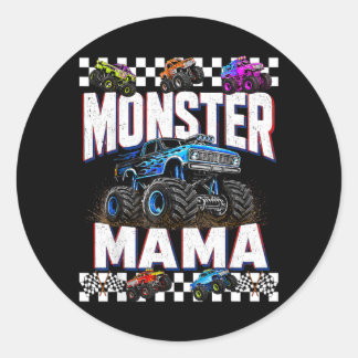 Monster Truck Mamma Familj Matchande Monster Truck Runt Klistermärke