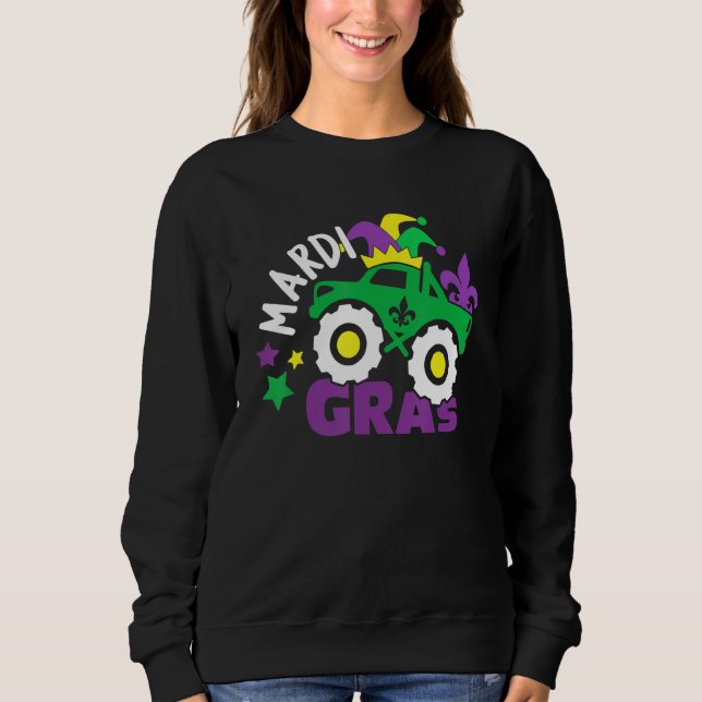 Monster Truck Mardi Gras Jester Hat Funny Carnival T Shirt (Framsida)