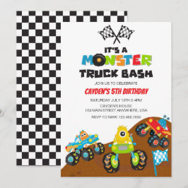 Monster Truck monster födelsedag Inbjudningar