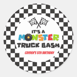 Monster Truck monster födelsedag Runt Klistermärke
