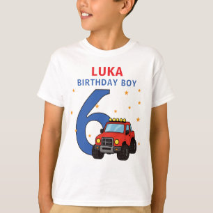 Monster Truck Namn Ålder 6-års Födelsedag Pojke T Shirt
