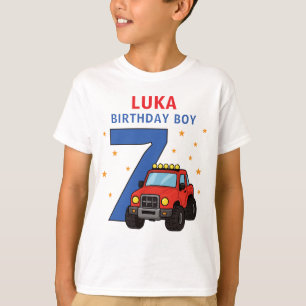 Monster Truck Namn Ålder 7-års Födelsedags Pojke T Shirt