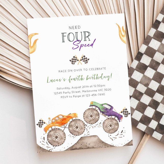 Monster Truck Need Four Speed 4-års inbjudan (Skapare uppladdad)